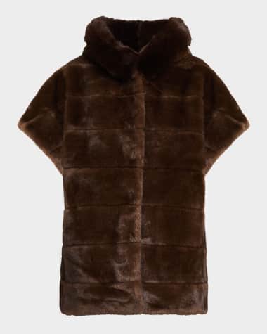Adrienne Landau The Gloria Faux Fur Short Sleeve Vest