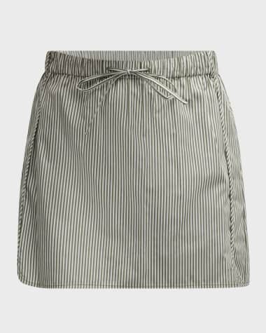 SIMKHAI Shiori Drawstring Cotton Stripe Mini Skirt