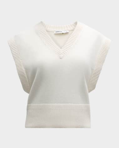 SIMKHAI Erin Cotton-Blend V-Neck Sweater Vest