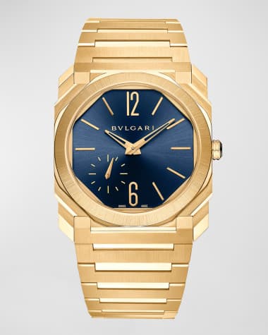BVLGARI 40mm Octo Finissimo Automatic 18K Yellow Gold Watch with Blue Dial