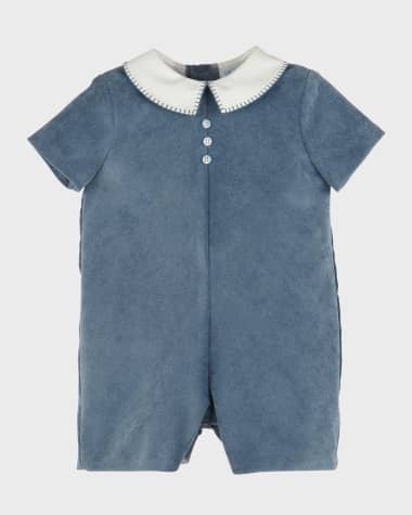 Luli & Me Boy's Ribbed Collared Playsuit, Size 6M-24M
