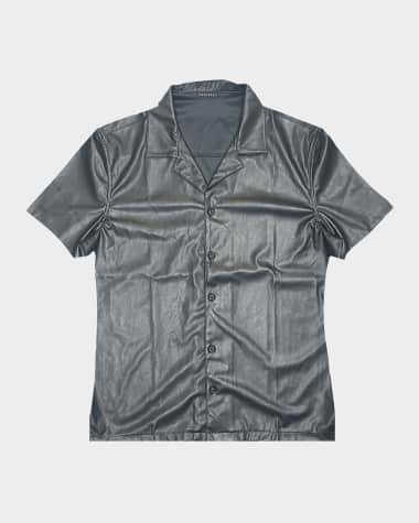 monfrere Men's Bond Faux-Leather Camp Shirt