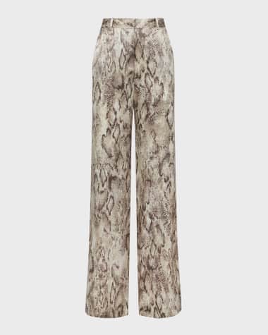 L'Agence Snake Pilar Wide-Leg Pants