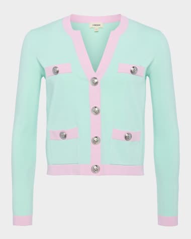 L'Agence Estefania Contrast Trim Cardigan