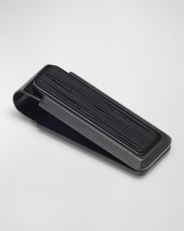 M Clip Men's Black Stainless Steel Woodgrain Money Clip