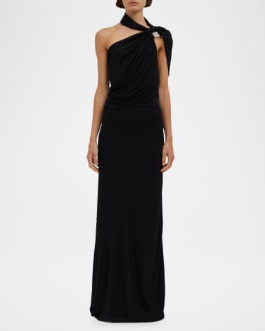 Christopher Esber Bezel Quartz Halter Column Dress