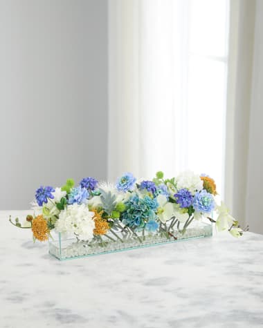 John-Richard Collection Modern Organic 10" Faux Floral Arrangement in Glass Vase