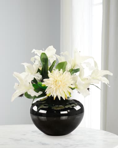 John-Richard Collection Thistle & Dahlias 20" Faux Floral Arrangement in Glazed Vase