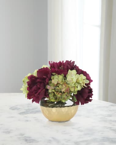 John-Richard Collection Plum Pudding 12" Faux Floral Arrangement in Glass Bowl