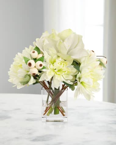 John-Richard Collection Meadow Garden 14" Faux Floral Arrangement in Glass Vase