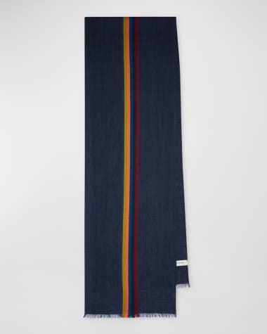 Paul Smith Men's Wool-Blend Central Stripe Scarf