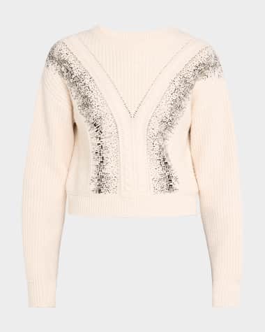 Max Mara Studio Lessy Ribbed Bead-Embellished Wool Sweater