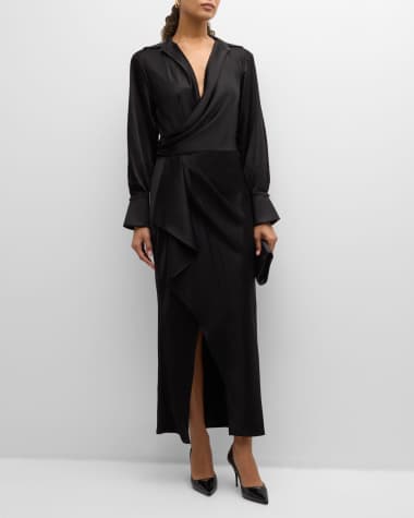 SIMKHAI Talita Drape-Front Midi Dress