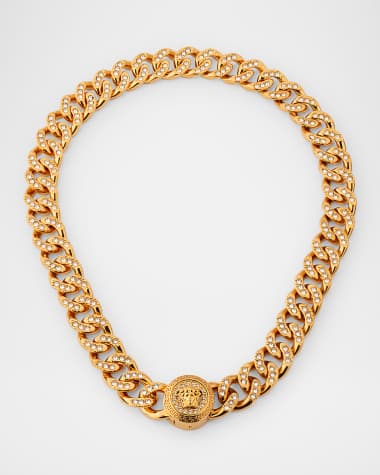 Versace Men's Crystal Medusa Chain Necklace