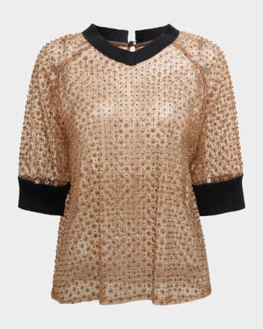 DOROTHEE SCHUMACHER Pure Glam Sheer Floral Sequin Top