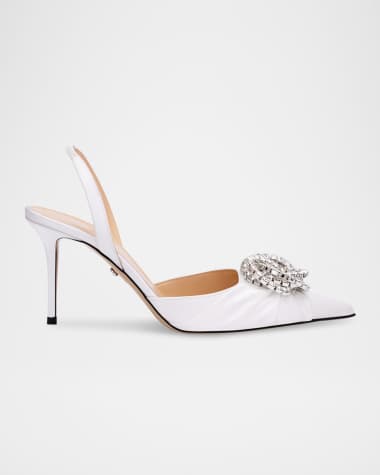 MACH & MACH Galaxy Satin Crystal Slingback Pumps