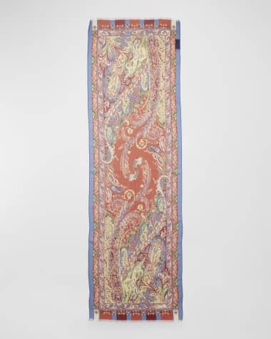 Etro Paisley & Floral Sheer Silk Scarf