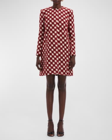 Oscar de la Renta Chenille Check Tweed Over Coat