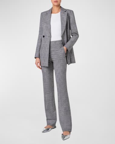 Akris punto Blurred Glencheck Long Wool Blazer