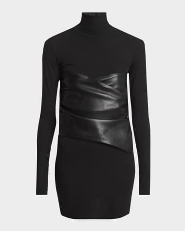 Nanushka Noleny Turtleneck Alt-Leather Mini Dress
