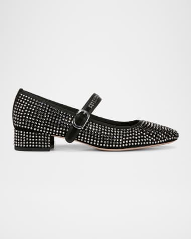Veronica Beard Cade Crystal-Embellished Mary Jane Ballerina Pumps