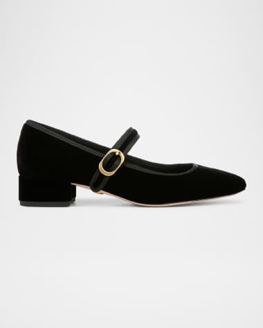 Veronica Beard Cade Velvet Mary Jane Ballerina Pumps