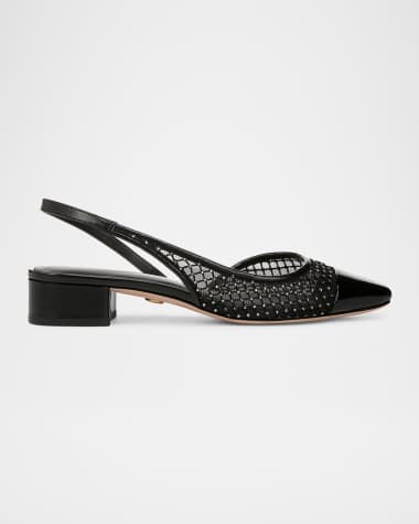 Veronica Beard Cecile Net Leather Slingback Ballerina Flats