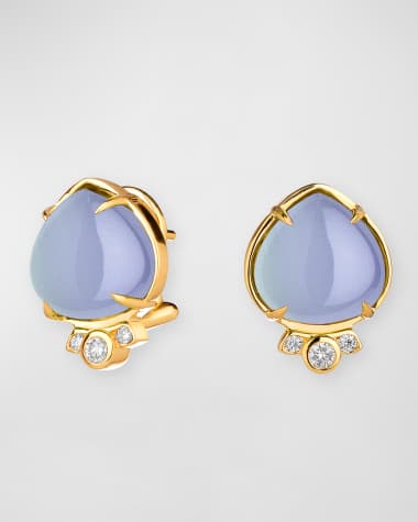 Syna 18K Small Cabochon Heart and Diamond Earrings