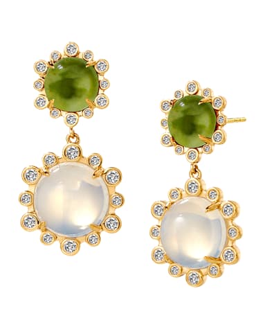 Syna 18K Yellow Gold Mogul Stone and Moon Quartz Earrings