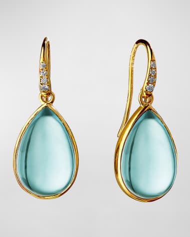 Syna 18K Yellow Gold Stone Pear Earrings with Champagne Diamonds
