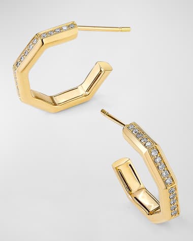 Syna 18K Yellow Gold Geometrix Hoop Earrings with Diamonds