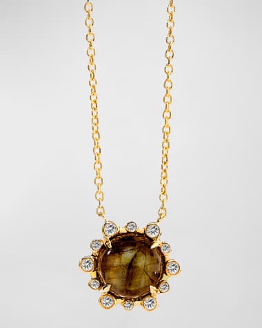 Syna 18K Gemstone and Champagne Diamond Pendant Necklace
