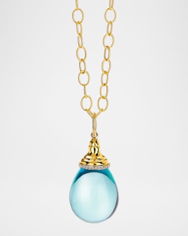 Syna 18K Yellow Gold Medium Gemstone Mogul Drop Necklace with Diamonds