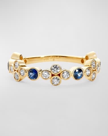 Syna 18K Yellow Gold Mogul Band with Gemstones and Diamonds, Size 6.5