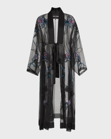 Giorgio Armani Sheer Crystal Embellished Kimono