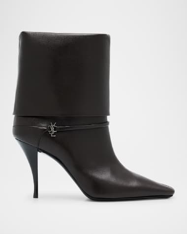 Saint Laurent Niki Leather YSL Buckle Ankle Booties