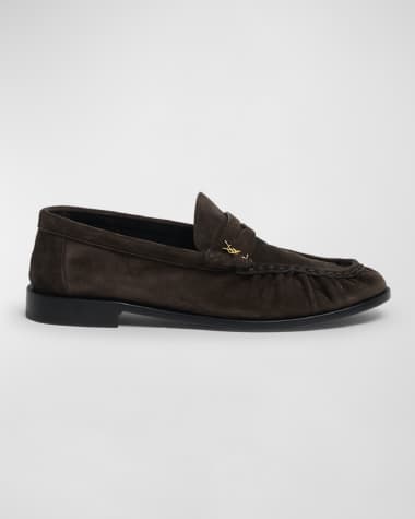 Saint Laurent Suede YSL Penny Loafers