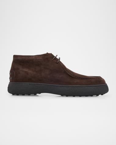 Tod's Men's Suede Pebble-Sole Ankle Boots