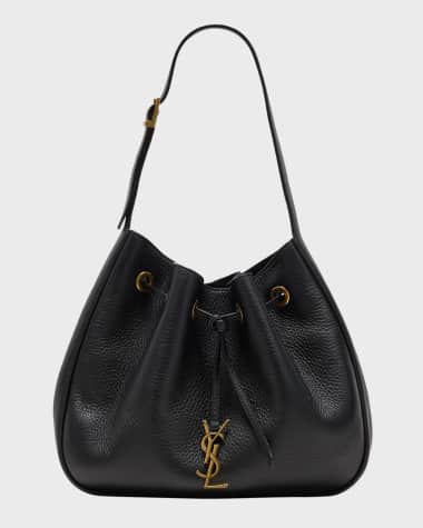 Saint Laurent Paris VII Small YSL Hobo Bag in Grained Deer Leather