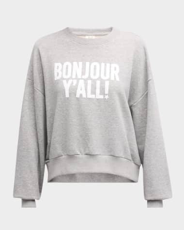 Cinq a Sept Bonjour Y'all Drop-Shoulder Cotton Sweatshirt