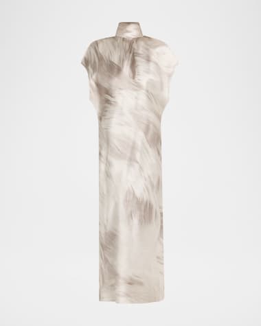 Brandon Maxwell The Evie Neck-Scarf Midi Silk Dress