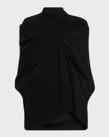 Brandon Maxwell The Cosette Turtleneck Draped Sweater