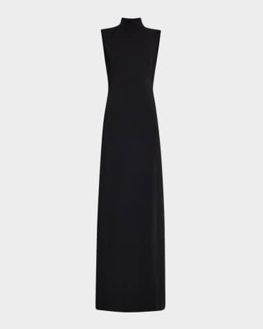 Alberta Ferretti Mock-Neck Sleeveless Stretch Viscose Cady Gown