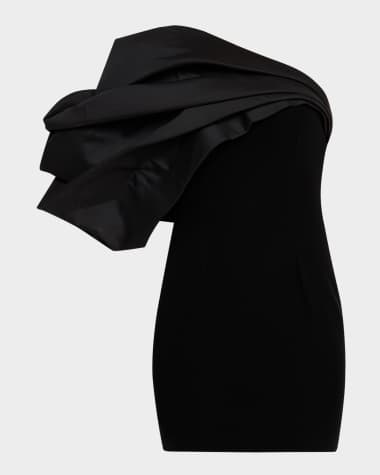 Gaurav Gupta Cloud Drape One-Shoulder Velvet Mini Dress