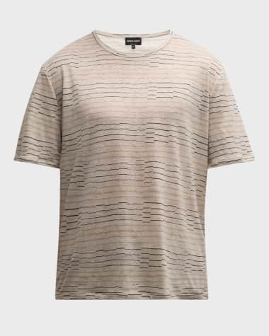 Giorgio Armani Men's Uneven Striped Linen T-Shirt