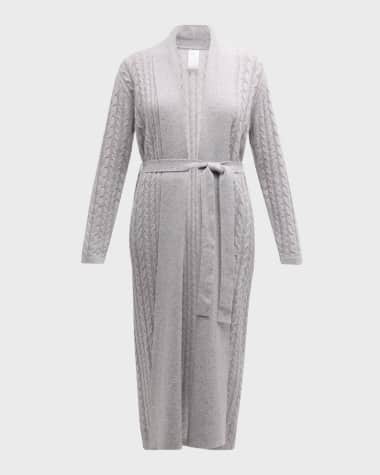 Neiman Marcus Cashmere Collection Cashmere Cable-Knit Robe