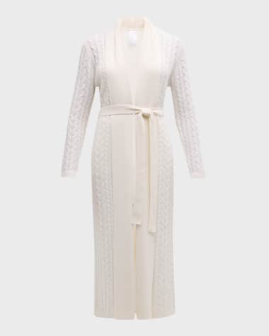 Neiman Marcus Cashmere Collection Cashmere Cable-Knit Robe