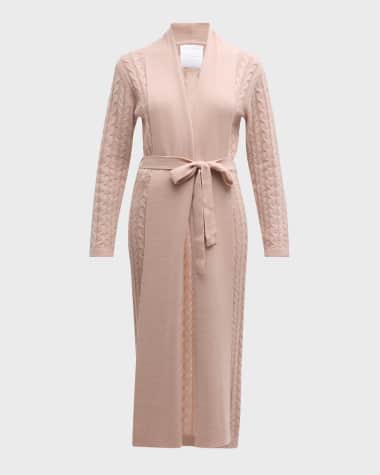 Neiman Marcus Cashmere Collection Cashmere Cable-Knit Robe