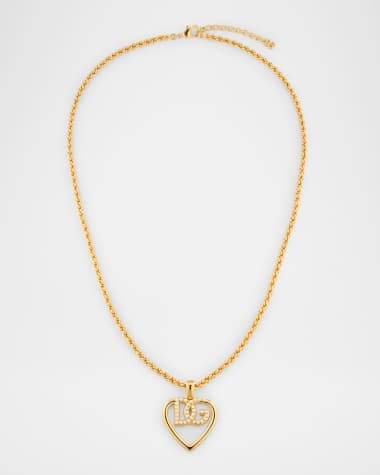 Dolce&Gabbana Embellished DG Logo Heart Pendant Necklace