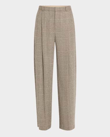 Vince High-Rise Wool-Blend Plaid Trousers